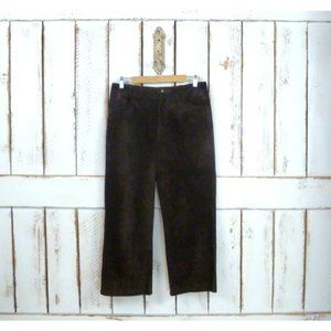 Vintage dark brown suede leather high waisted high water pants Chicos